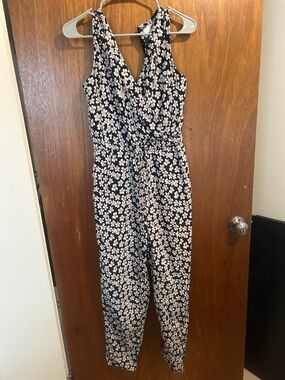 Brooklyn Industries Black Floral Sleeveless V-Neck Jumpsuit